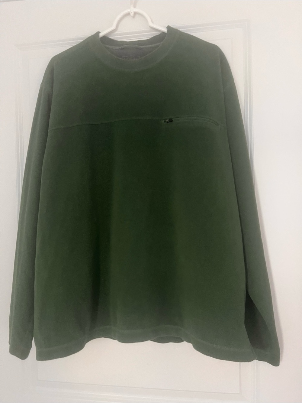 LL Bean Fleece Pullover Sweater Mens Size XL Sweatshirt Green w/Zip Chest